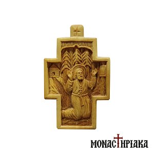 Hand Carved Wooden Cross with Saint Seraphim of Sarof