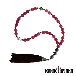 Prayer Rope with Red Agate and Cross