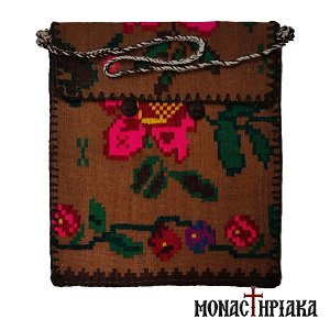 Brown Monk Handwoven Bag with Flowers
