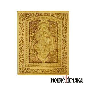 Wood Carved Icon with Jesus Christ Pantocrator