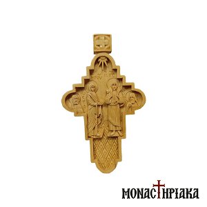 Wooden Byzantine Cross Jesus Christ the Good Shepherd