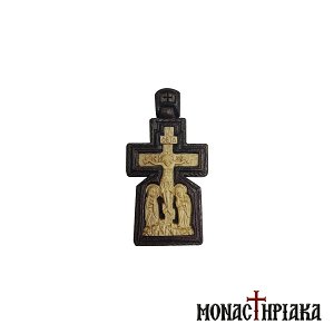Wooden Byzantine Cross Carved on Walnut and Boxwood - The Crucified