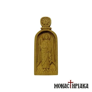 Wood Carved Pendant with Archangel Michael