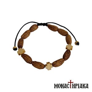 Bracelet with Natural Olive Seeds and Cross