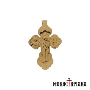 Hand Carved Wooden Cross | Virgin Mary Glykofilousa | Saint Demetrius | Crucified Jesus