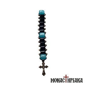 Small Prayer Rope with Black & Blue Beads