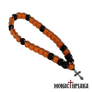 Prayer Rope with Orange and Black Beads