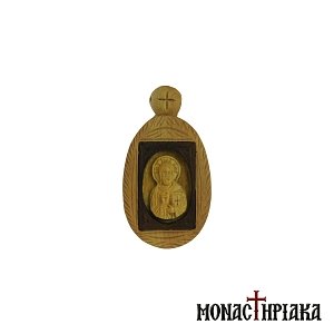 Wooden Byzantine Engolpion with Jesus Christ Blessing