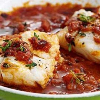 Cod with Tomato, Thyme and Oregano