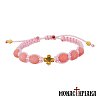 Knitted Bracelet with Pink Agate Stones