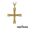 Silver Cross with Chain and Colorful Beads